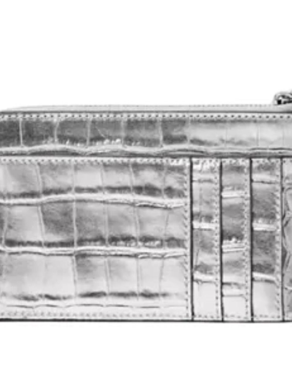 Kate Spade *NWT* Lucy Croc Embossed Small L-Zip Card Holder Wristlet Silver - Picture 7 of 9